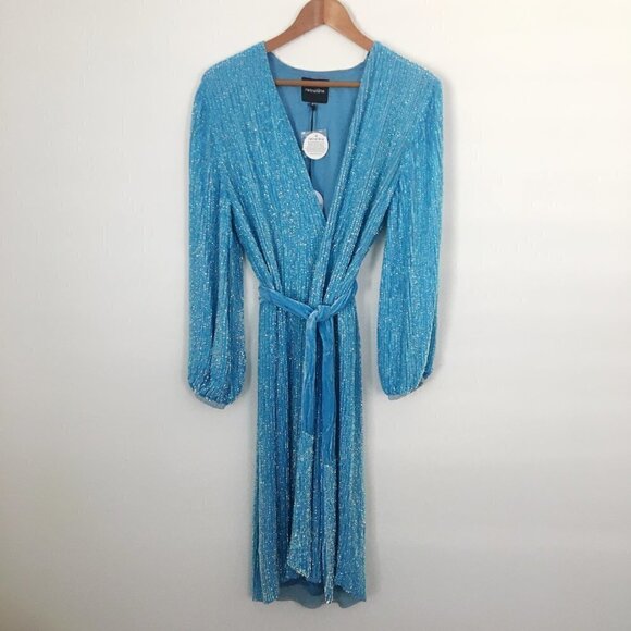 RETROFETE Audrey Sequin Robe Wrap Midi Dress - Picture 4 of 16